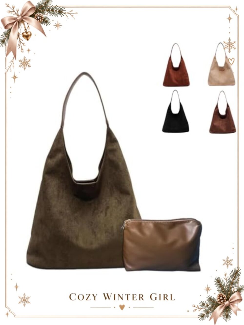 Faux Leather Slouchy Hobo Tote Bag – Shoulder Bag for Work & Travel